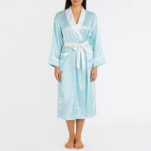 Victoria's Secret Long‎ Sleeve Maxi Robe Blue with White Polka dots XS/S b38